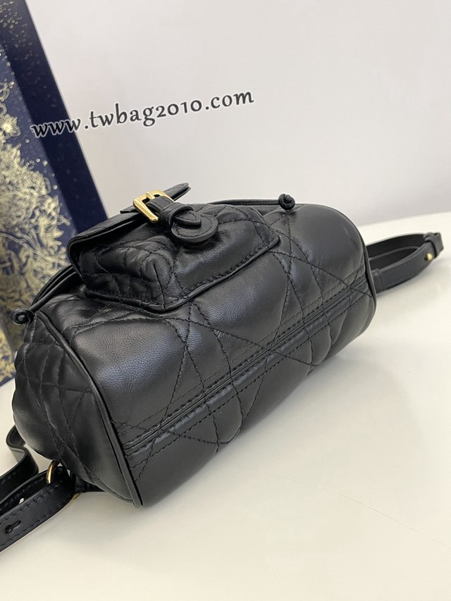 Dior专柜新款迪奥高仿原单黑色小号Caro秋冬系列双肩包 djfk1721